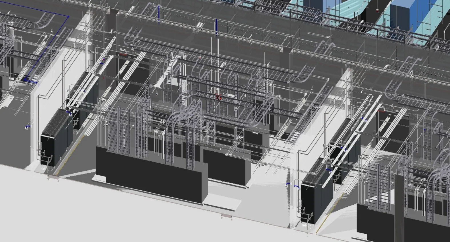 Modelo tridimensional de instalação elétrica industrial